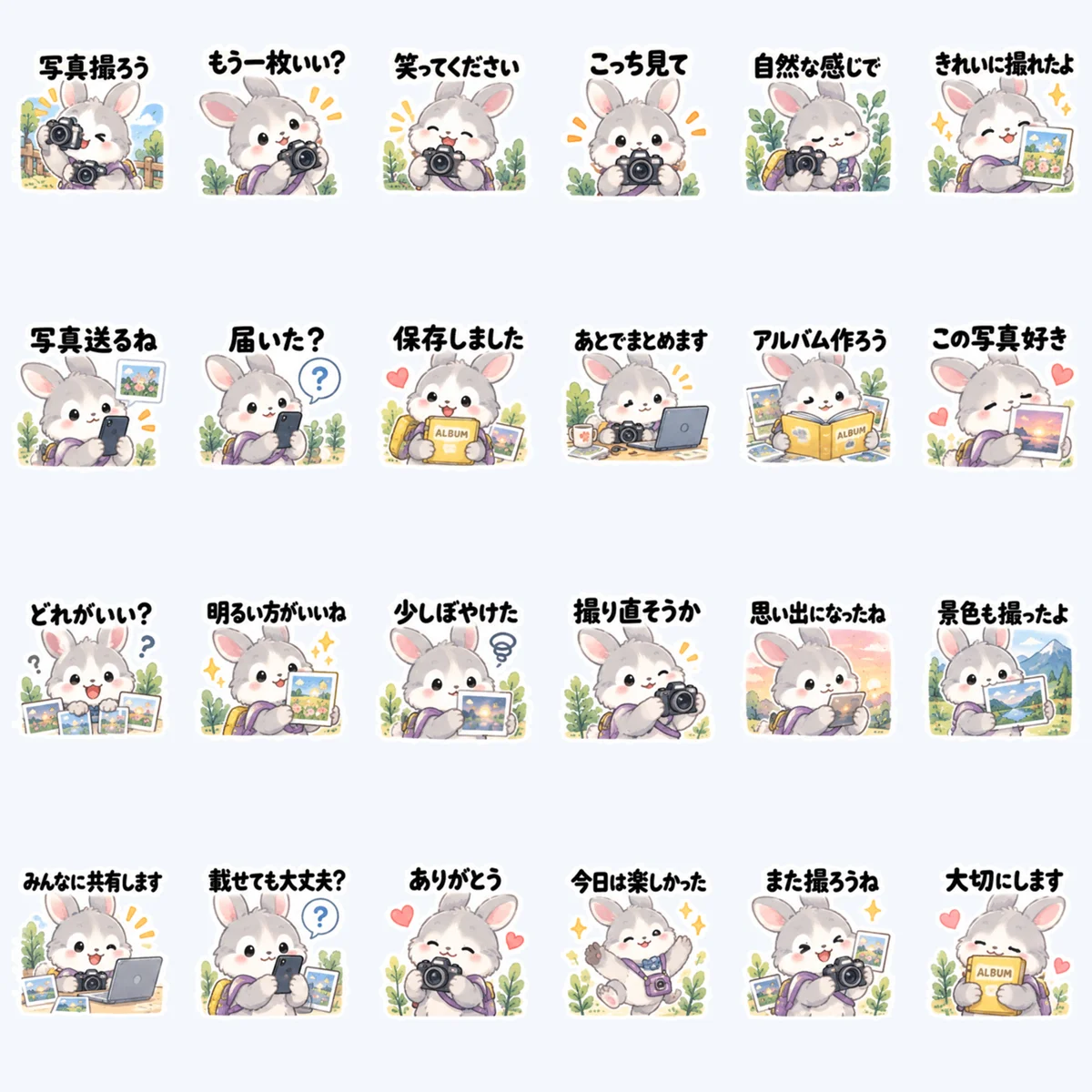 กระต่ายแชร์ภาพ — ตัวอย่างครบ 24 ภาพ