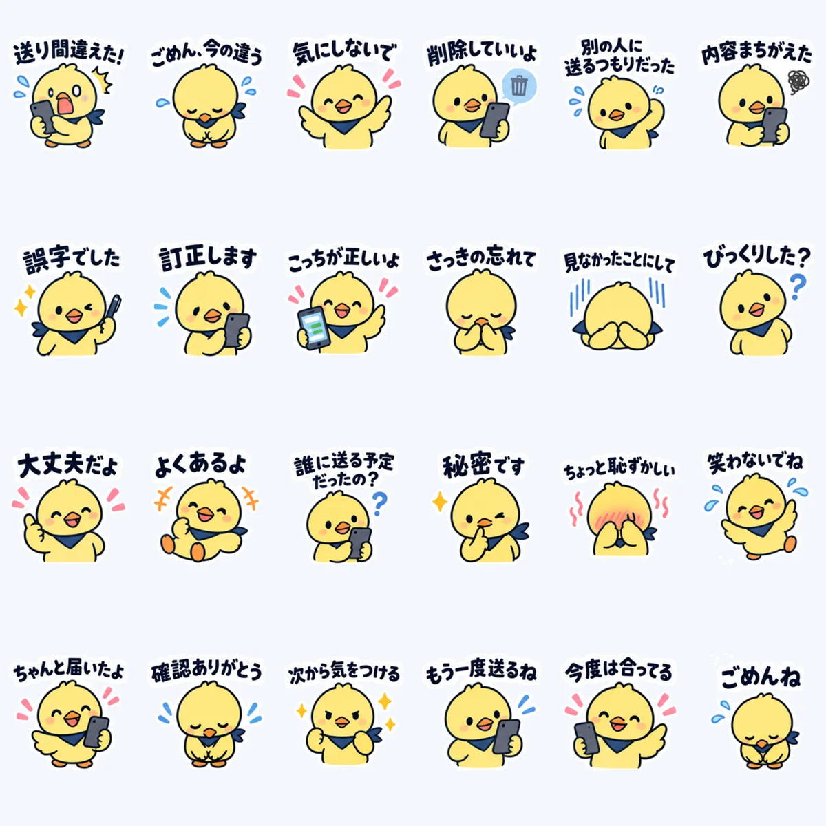 เป็ดน้อยส่งข้อความผิด — ตัวอย่างครบ 24 ภาพ