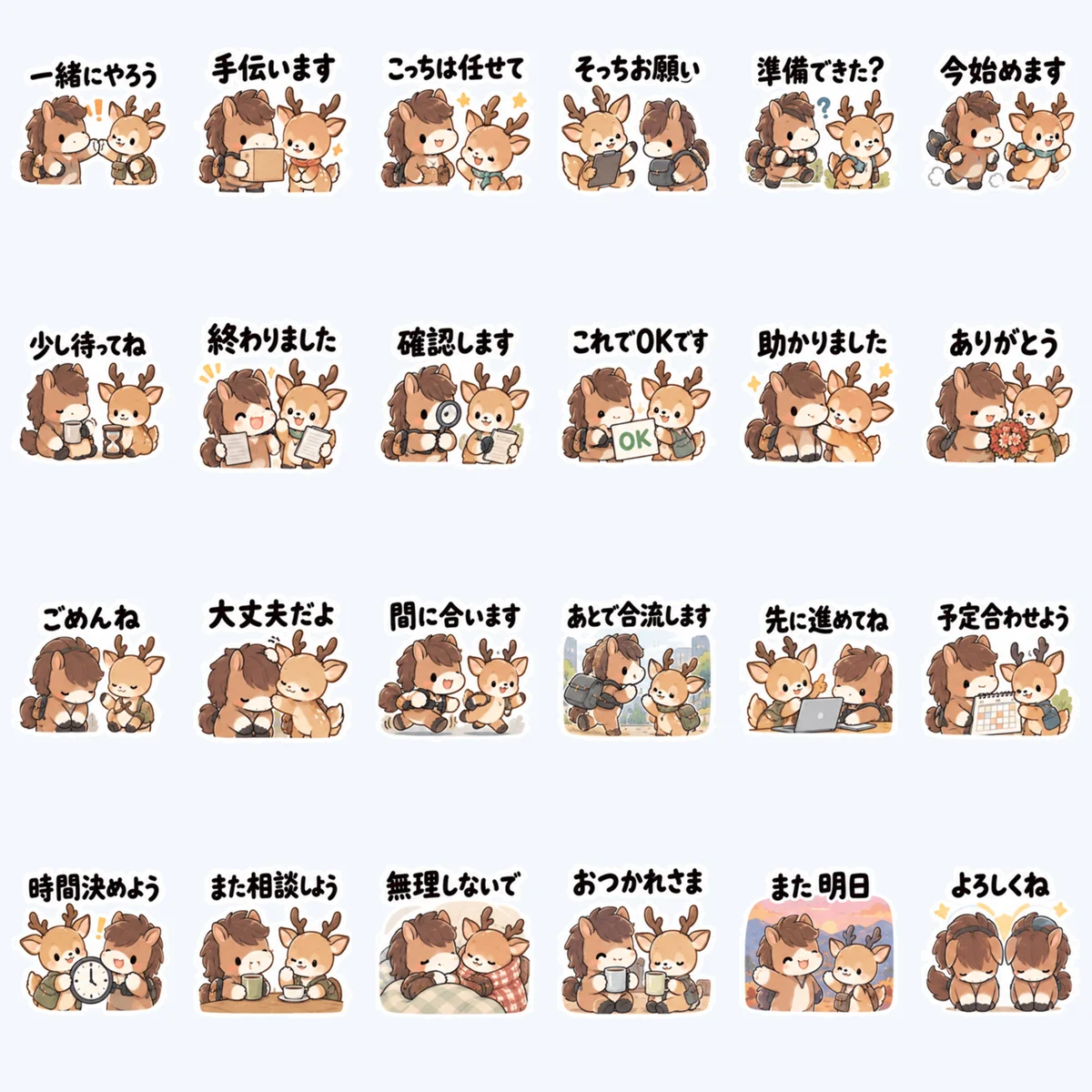 ม้าน้อยกับกวางน้อยตอบงานทีม — ตัวอย่างครบ 24 ภาพ