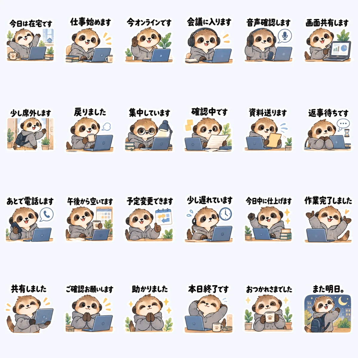 เมียร์แคตทำงานทางไกล — ตัวอย่างครบ 24 ภาพ
