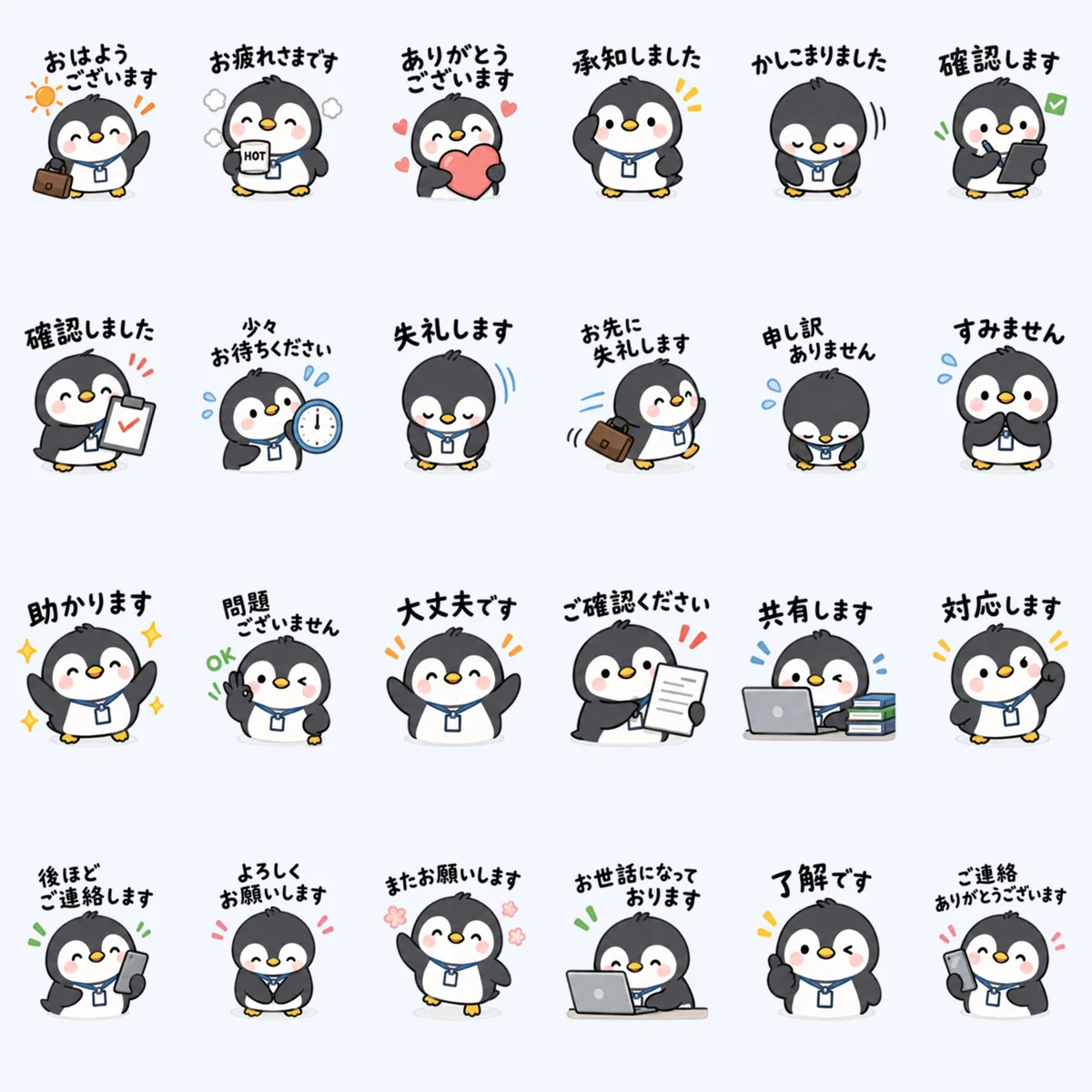 เพนกวินตอบงานเป็นญี่ปุ่น — ตัวอย่างครบ 24 ภาพ