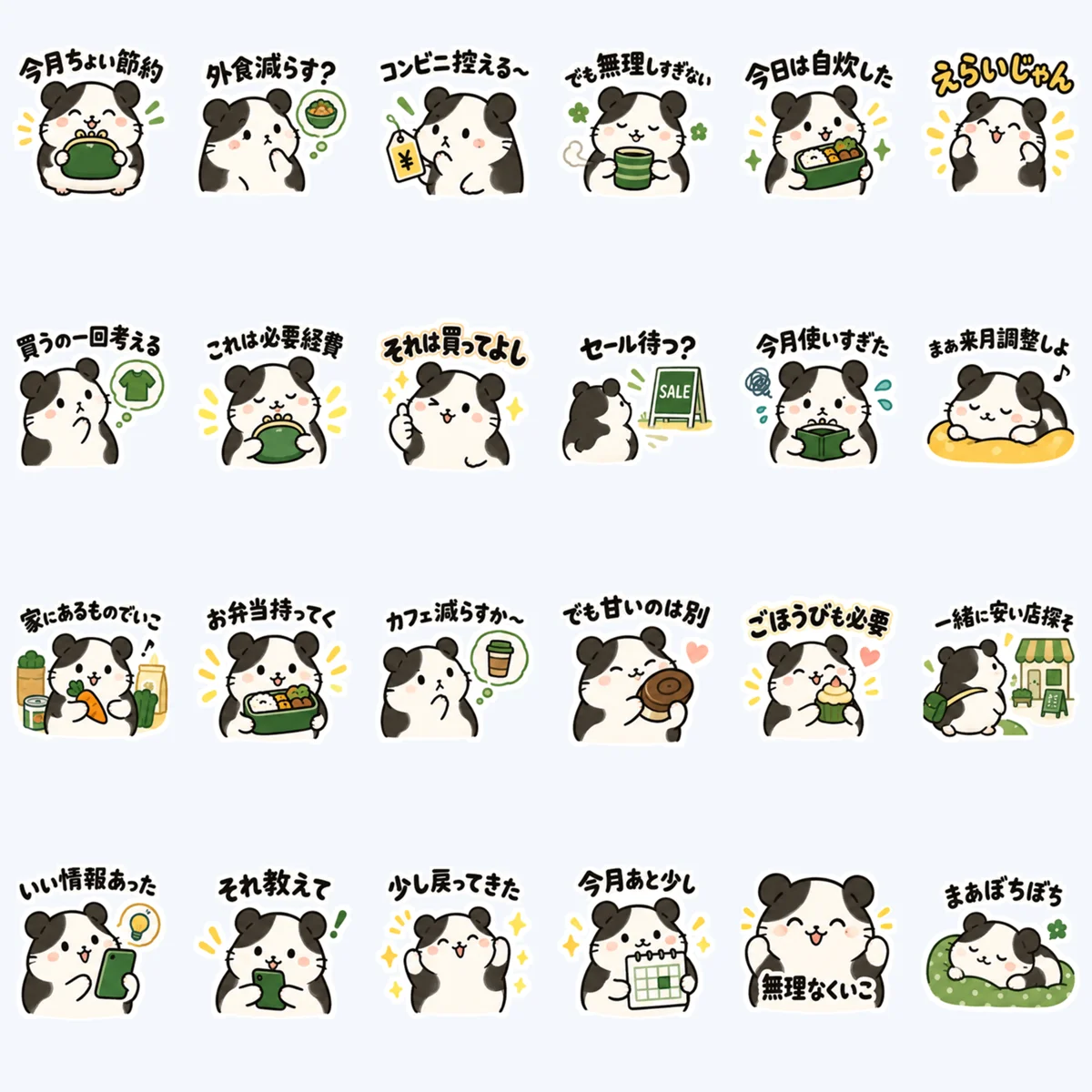 แพนด้าประหยัดนิดหน่อย — ตัวอย่างครบ 24 ภาพ
