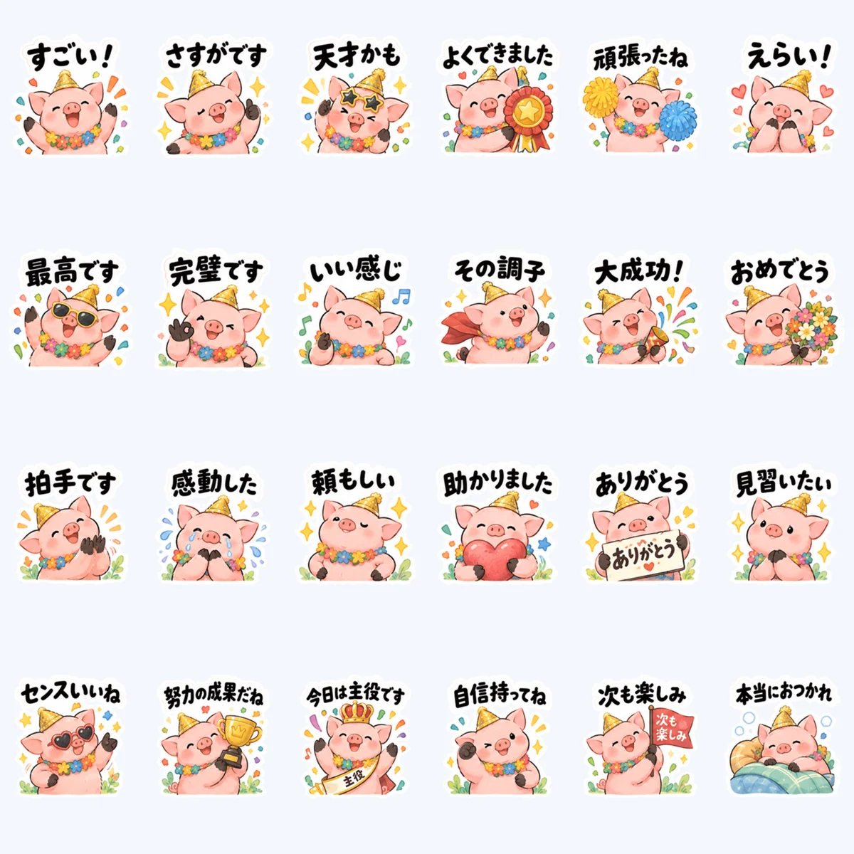 หมูน้อยชมเชยกัน — ตัวอย่างครบ 24 ภาพ