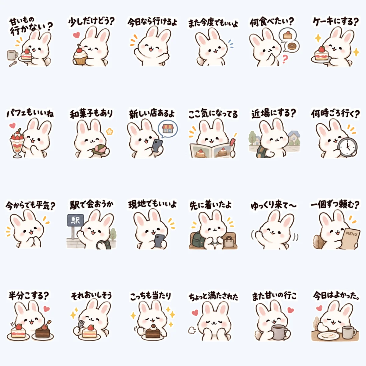 กระต่ายพักกินของหวาน — ตัวอย่างครบ 24 ภาพ