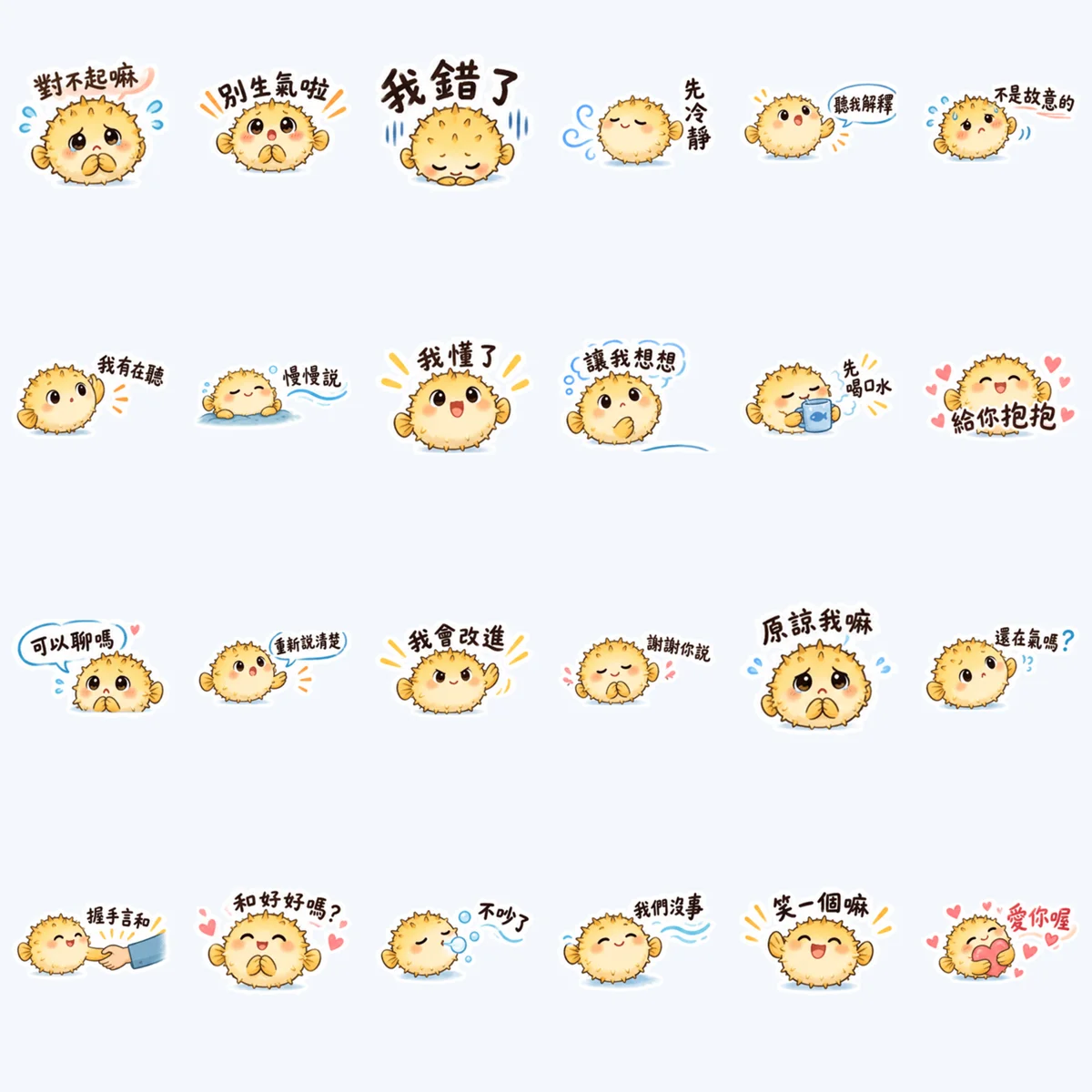 ปลาปักเป้าขอโทษและคืนดี — ตัวอย่างครบ 24 ภาพ