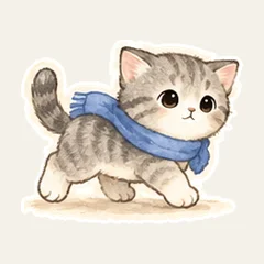 แมวลายเทาปลอบใจอย่างอ่อนโยน