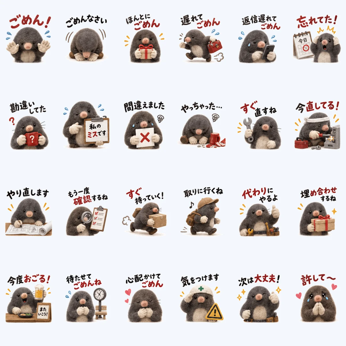 ตุ่นขอโทษและแก้ให้ — ตัวอย่างครบ 24 ภาพ