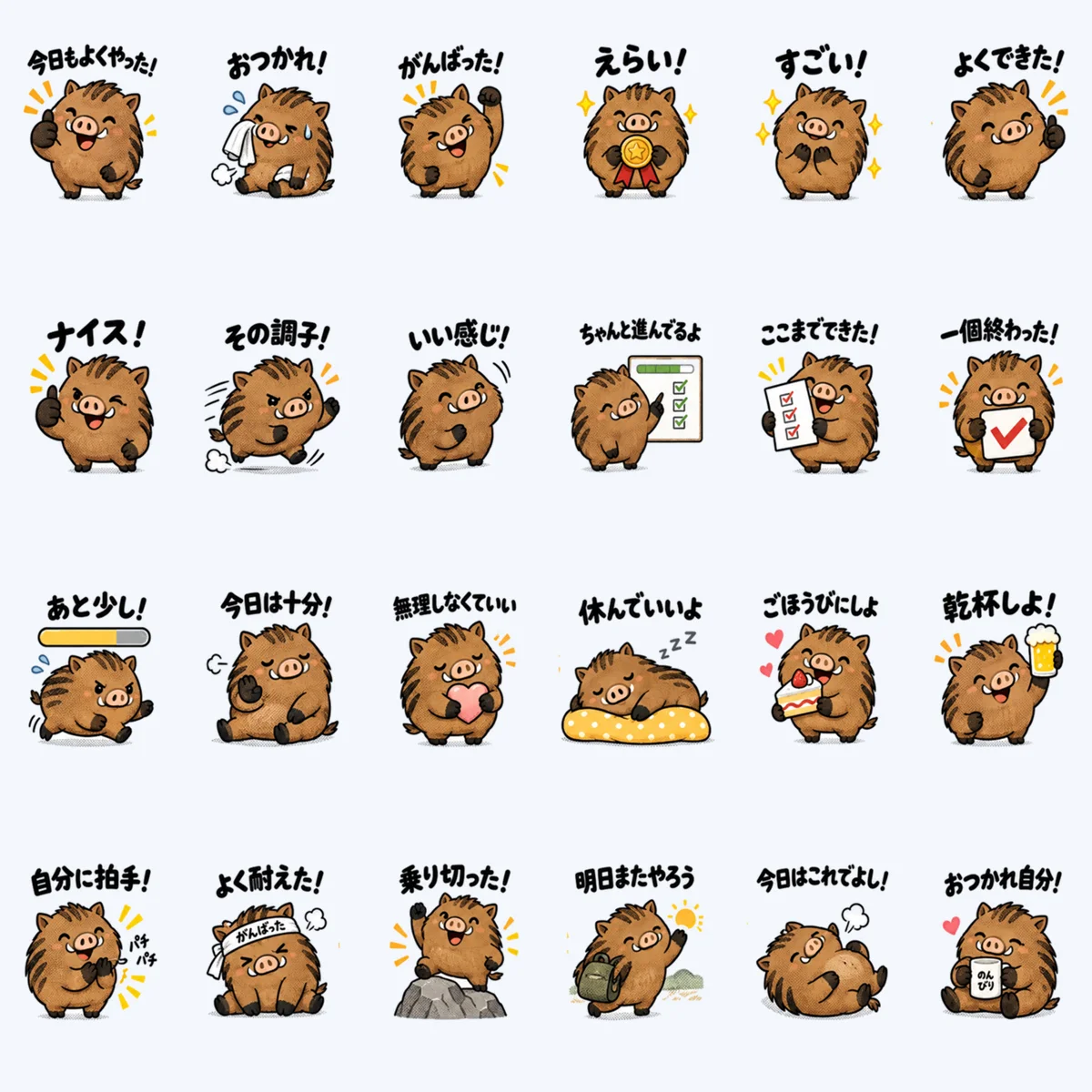 Good Job Little Boar — All 24 stickers