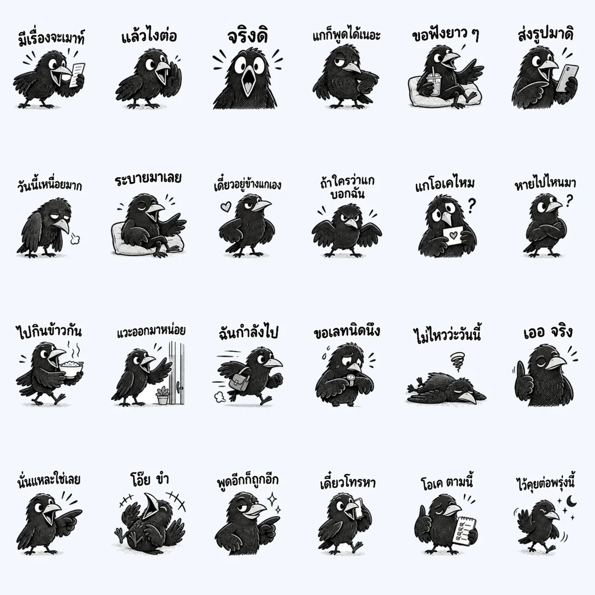 Cheeky Crow Friend Chat — All 24 stickers
