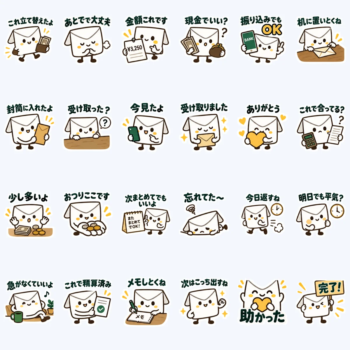 Envelope Payment Notes — All 24 stickers