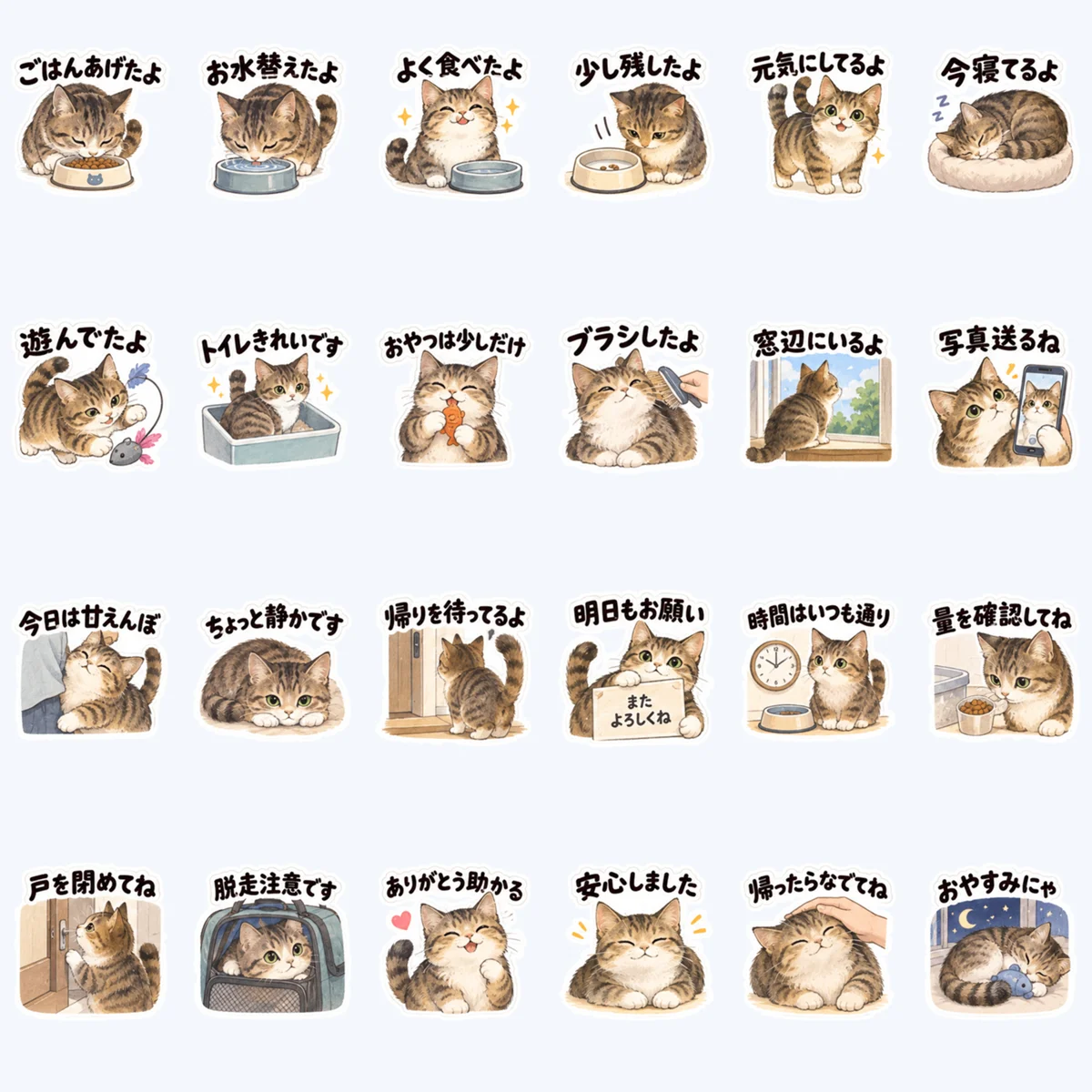 แมวลายห่วงใยคุณ — ตัวอย่างครบ 24 ภาพ
