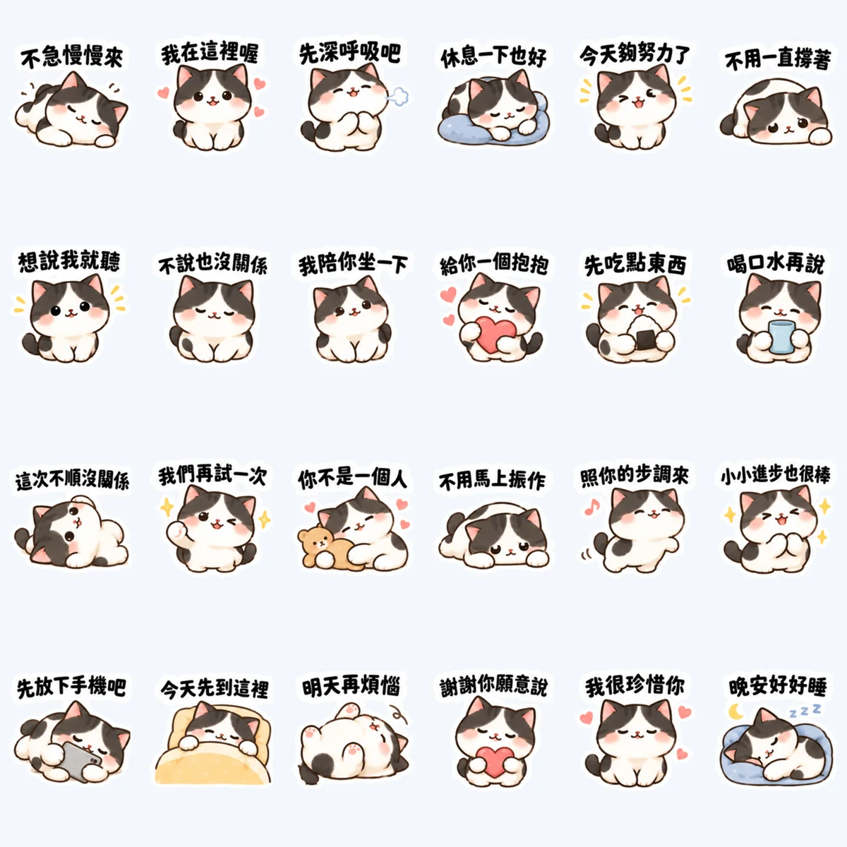 แมวขาวดำอยู่ตรงนี้นะ — ตัวอย่างครบ 24 ภาพ