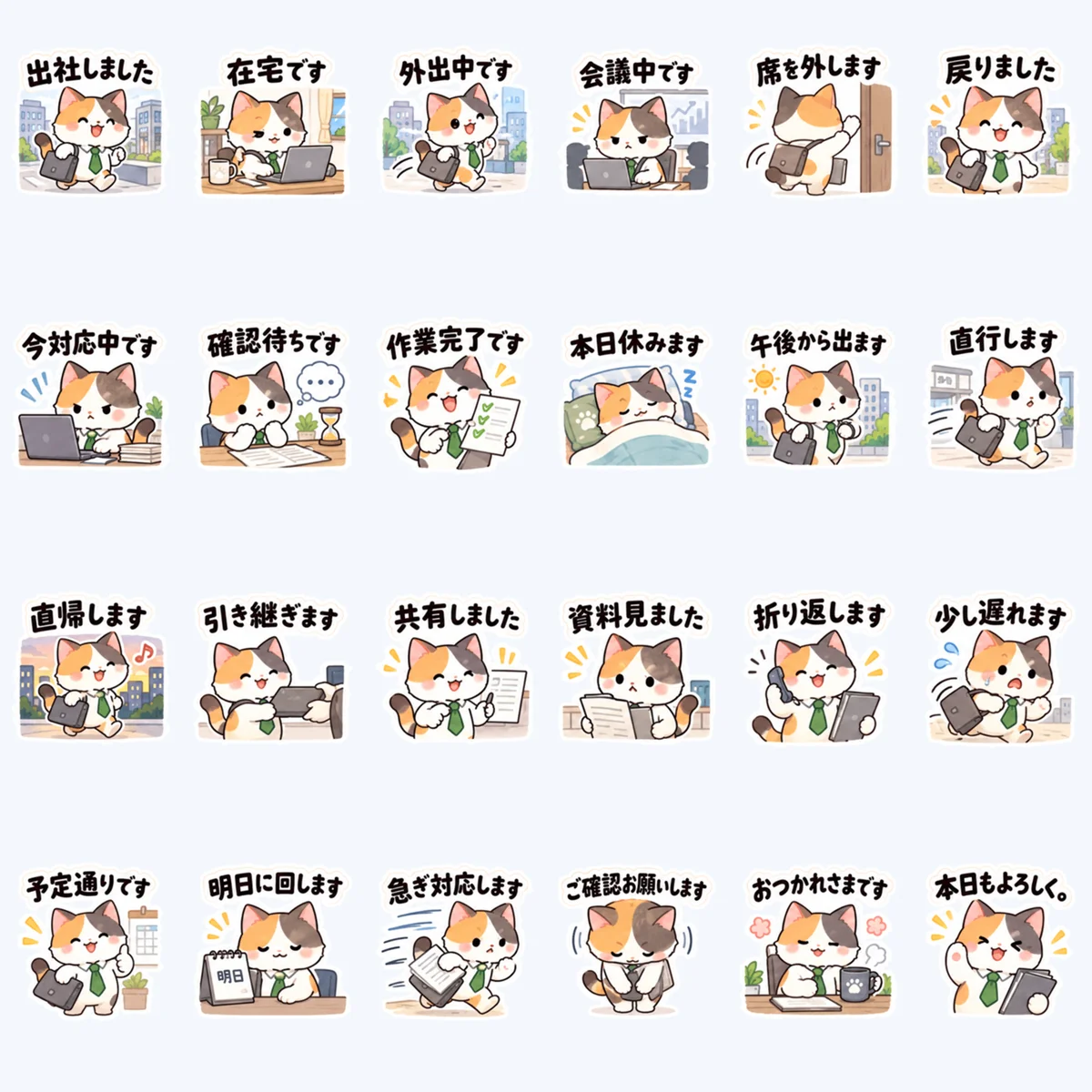 แมวสามสีแจ้งงาน — ตัวอย่างครบ 24 ภาพ