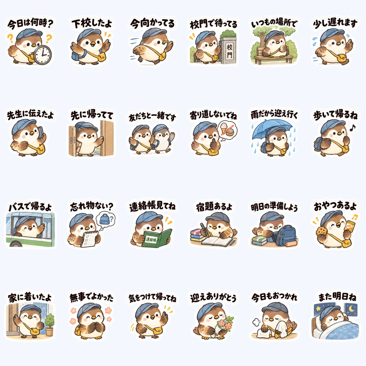 Sparrow School Pickup — All 24 stickers