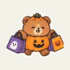 หมีฟักทองเตรียมแต่งชุดฮาโลวีน
