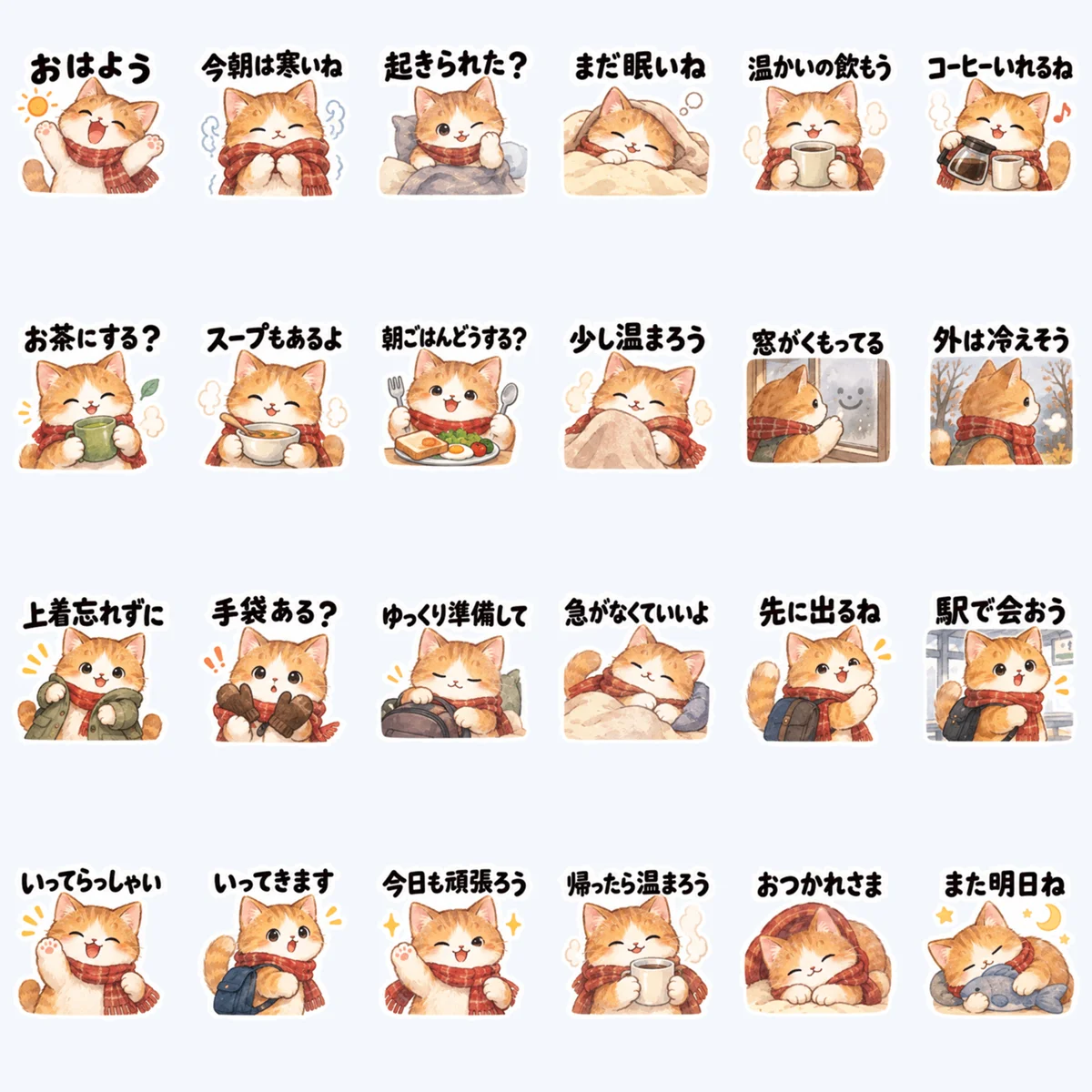 แมวทักทายยามเช้า — ตัวอย่างครบ 24 ภาพ
