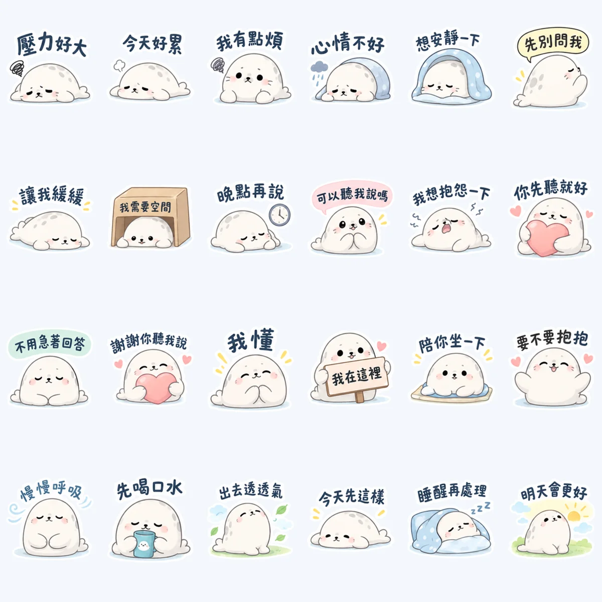 Gentle Seal Listens — All 24 stickers