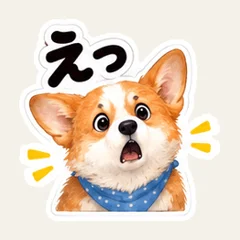 コーギーの大きな反応