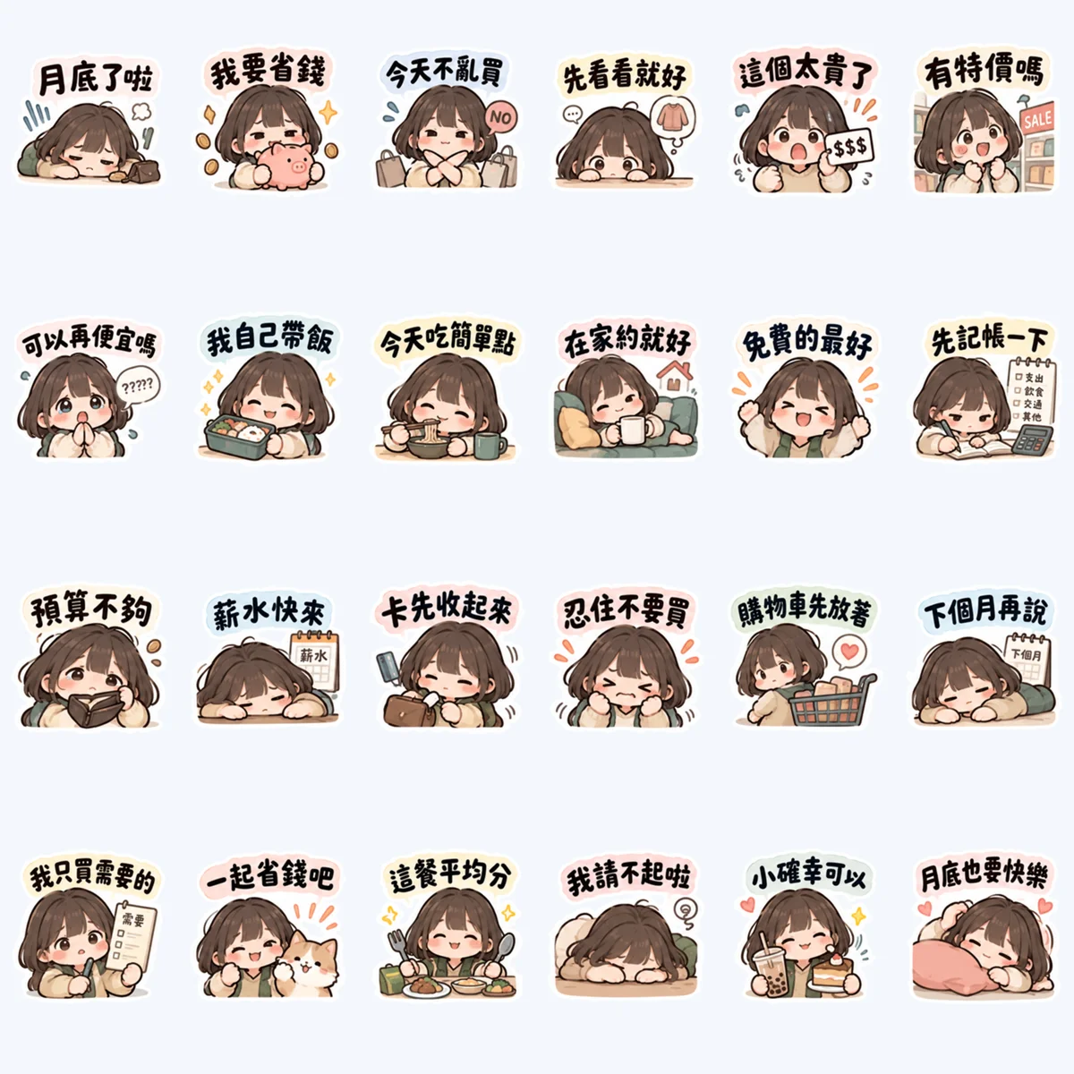 Budget Girl at Month's End — All 24 stickers